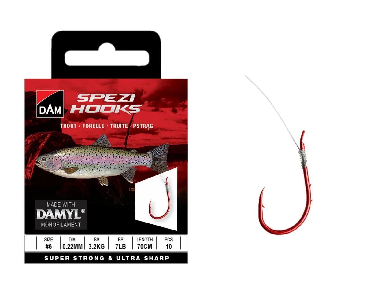 Vorfachhaken „Spezi Trout“ – Für Forelle, 70 cm, verschiedene Größen
